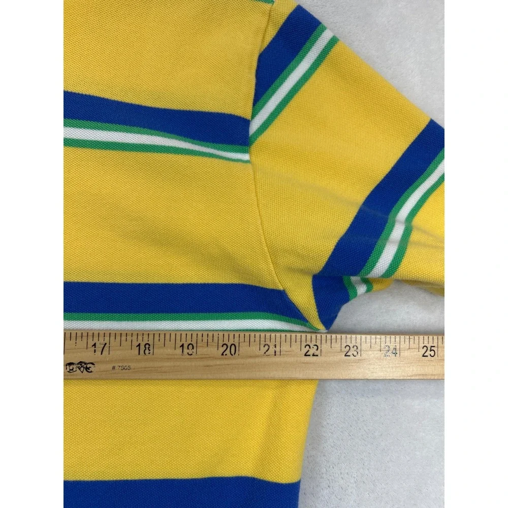 Polo Ralph Lauren‎ Polo Shirt Mens Large Yellow Blue Green Striped Short Sleeve